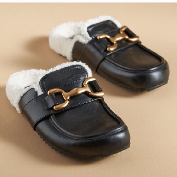 Anthropologie Bibi Lou Zagreb Black Sherpa Clogs‎ Size 8 - 8.5 NEW WITH TAG - Picture 1 of 4